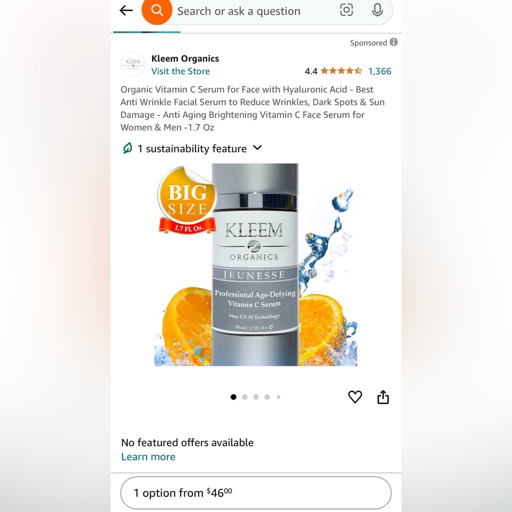 Organic Vitamin C Serum for Face with Hyaluronic Acid - Best Anti Wrinkle Facial